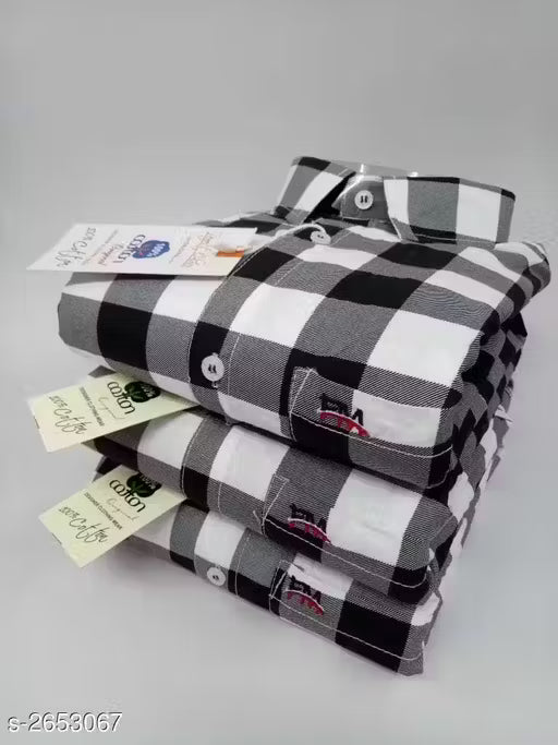 Frekman Stylish Cotton Blend Check Men's Shirt