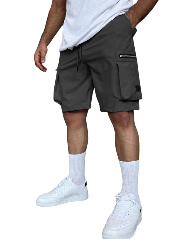SMOWKLY Authentic Men's Cotton Classic Cargo Shorts || Elastic Waist & 4 Pockets || Regular Fit Above Knee Length Chino Half Pant for Summer