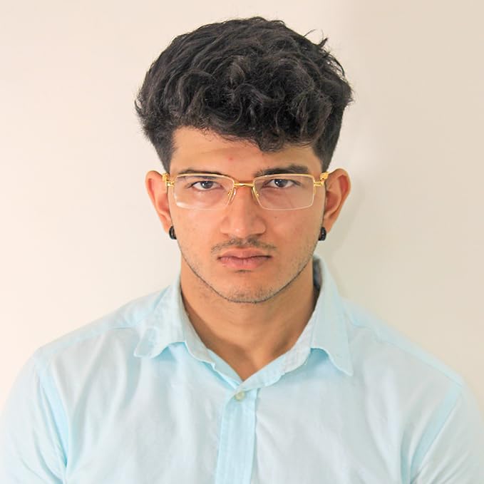 RSINC Imported Men Rimless Eyeglass Metal Panther Eye-ware For Men & Women (535 54-18-140 CART RIMLESS Gold Panther) A2