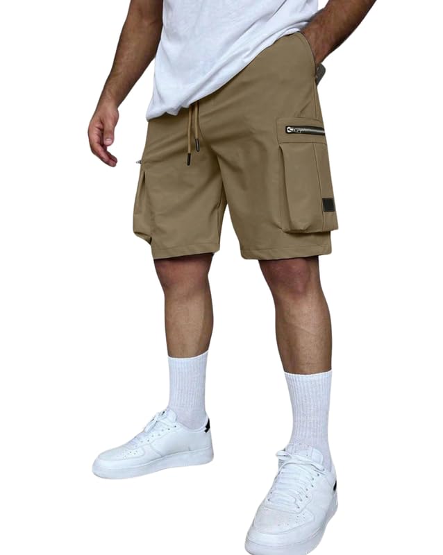 SMOWKLY Authentic Men's Cotton Classic Cargo Shorts || Elastic Waist & 4 Pockets || Regular Fit Above Knee Length Chino Half Pant for Summer