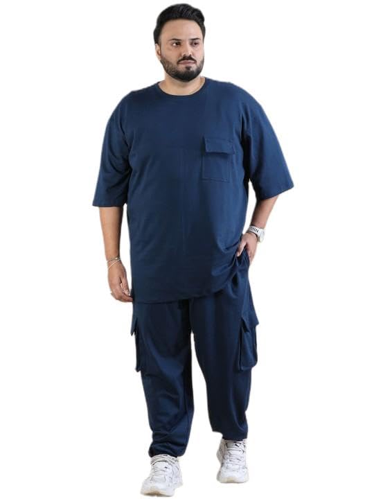 Bushirt Men's Plus Size Pure Cotton T-Shirt & Joggers Co-Ord Set
