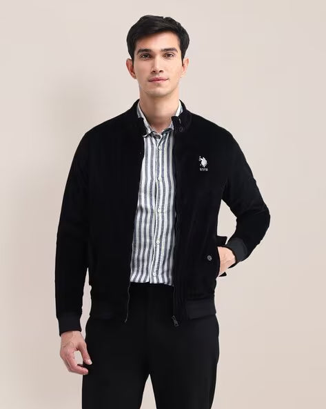 U.S. POLO ASSN. Men Regular Fit Zip-Front Bomber Jacket
