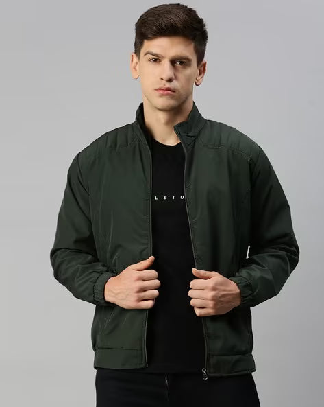 VOXATI Slim Fit Biker Jacket with Zip Front