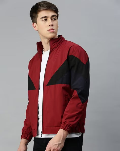 VOXATI Colourblock Slim Fit Jacket with Zip-Front