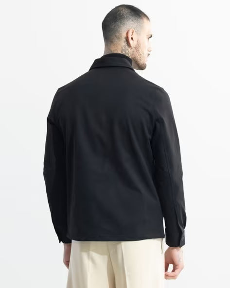 SNITCH Relaxed Fit Shacket with Flap Pockets