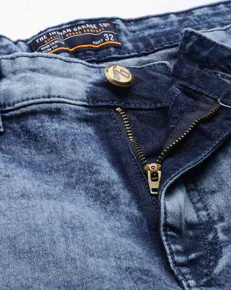 THE INDIAN GARAGE CO Acid-Wash Slim Fit Denim Shorts