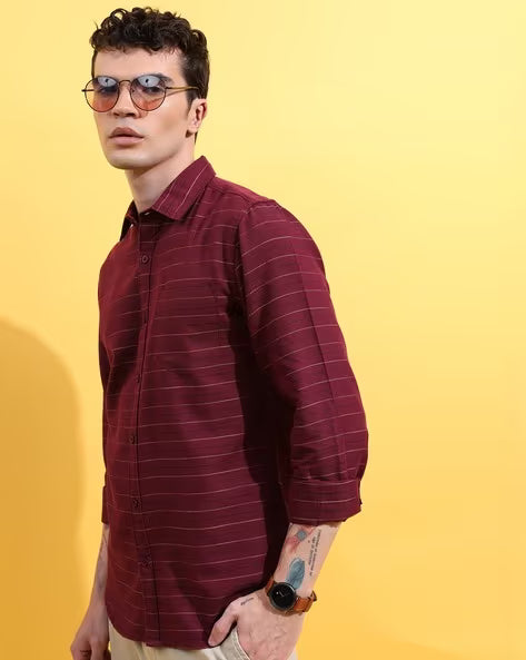 KETCH Men Striped Slim Fit Shirt