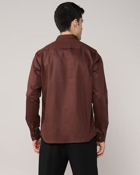 ALPHA TRIBE Men Slim Fit Cotton Satin Shirt