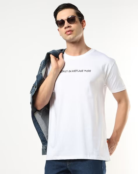 BUDA JEANS CO Men Typographic Print Loose Fit Crew-Neck T-Shirt