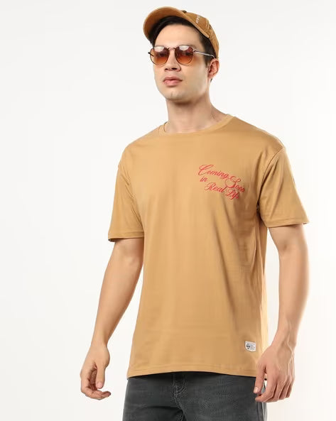 BUDA JEANS CO Men Typographic Print Loose Fit Crew-Neck T-Shirt