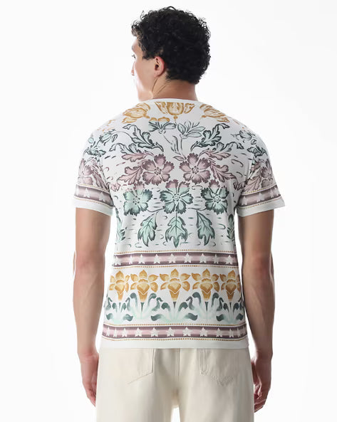 JACK & JONES Men Floral Print Regular Fit Round-Neck T-Shirt