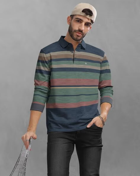 BULLMER Striped Regular Fit Polo T-Shirt