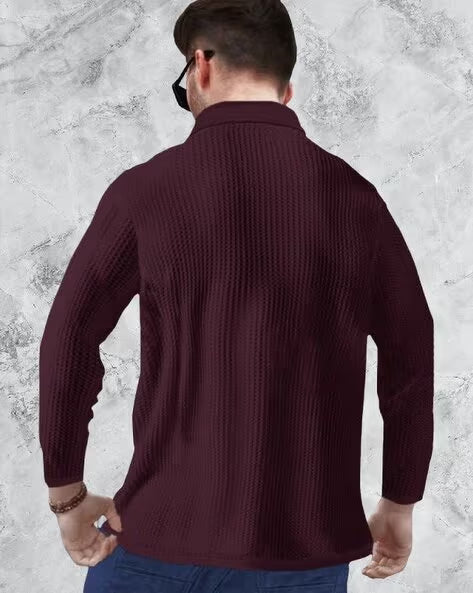 HOODLER Men Patterned Regular Fit Polo T-Shirt