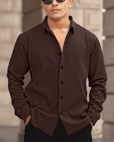 ALPHA TRIBE Men Regular Fit Button-Down Shirt