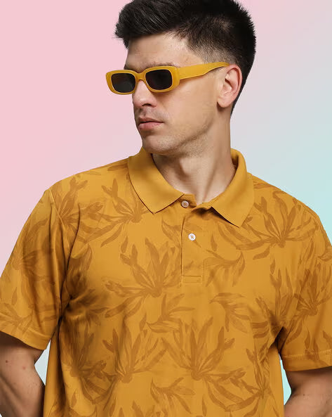 ALPHA TRIBE Men Graphic Regular Fit Polo T-shirt