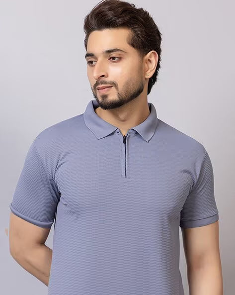 ALPHA TRIBE Men Regular Fit Polo T-Shirt with Short Sleeves