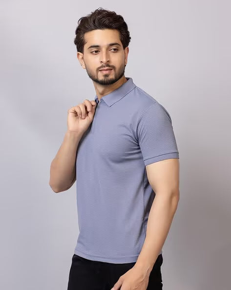 ALPHA TRIBE Men Regular Fit Polo T-Shirt with Short Sleeves