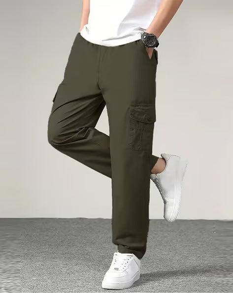 ALPHA TRIBE Men Mid-Rise Relaxed Fit Cargo Pants