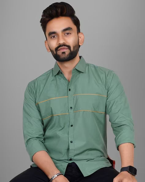 VOROXY X AG Men Regular Fit Shirt with Spread Collar