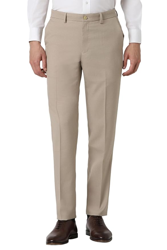Van Heusen Mid Rise Checkered Formal Trouser for Men|Regular Fit Formal Pants |Stretchable Waist|