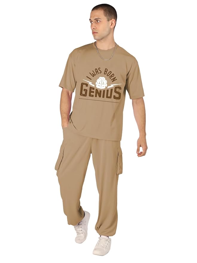 CHKOKKO Men's Cotton Blend Printed Casual Summer Wear Stylish Half Sleeves Latest Co Ord Track Suit Round Neck Western Co-ord Set