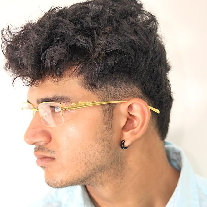 RSINC Imported Men Rimless Eyeglass Metal Panther Eye-ware For Men & Women (535 54-18-140 CART RIMLESS Gold Panther) A2