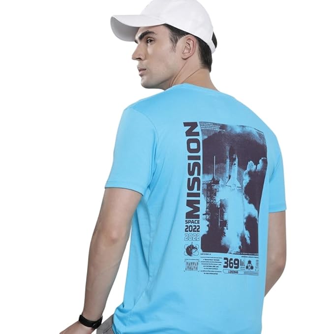 The Indian Garage Co Men Slim Fit Graphic Back Printed Round Neck Tshirt