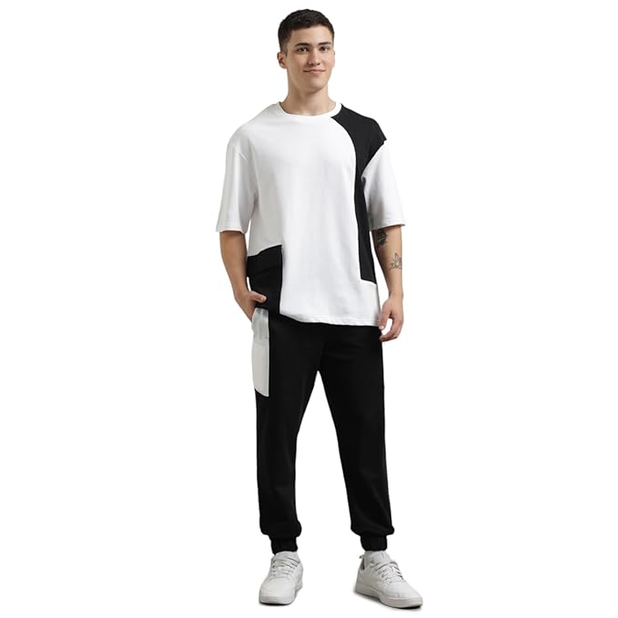 NOBERO Men's Cotton Oversized Casual Round Neck Co-Ord Set for Casual Sleepwear & Loungewear Set & Night Suits Set