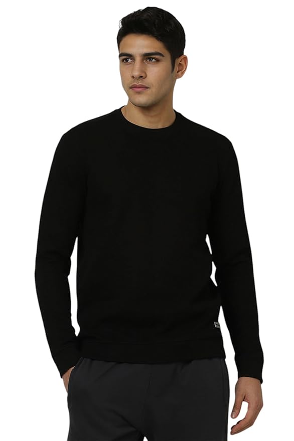 Van Heusen Men's Premium Textured Regular Fit Full Sleeve Sweatshirt | Classic Crew Neckline
