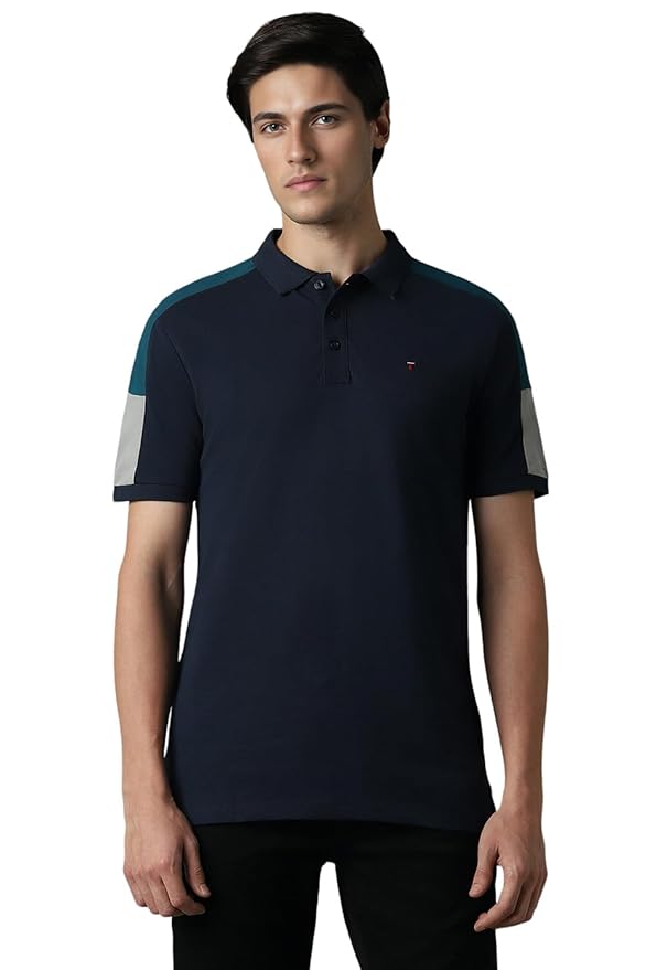 Louis Philippe Men's Cotton Slim Fit Polo T-Shirt with Fastness