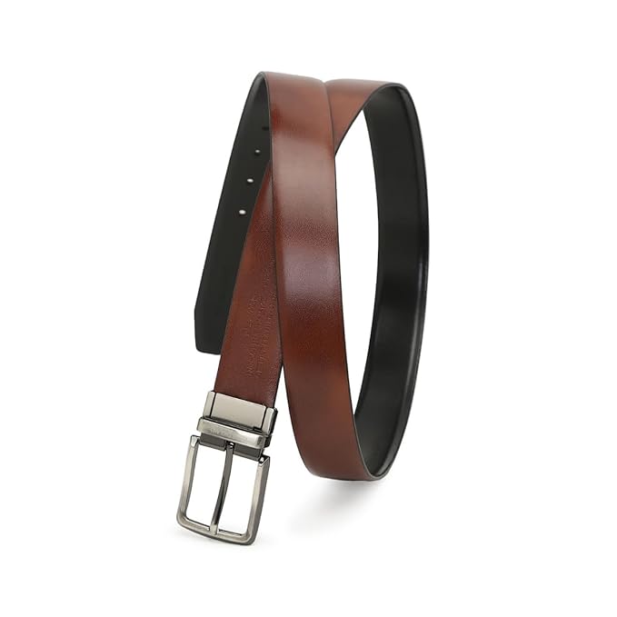 Peter England Men’s Reversible Leather Belt – Dual Black & Brown Sides