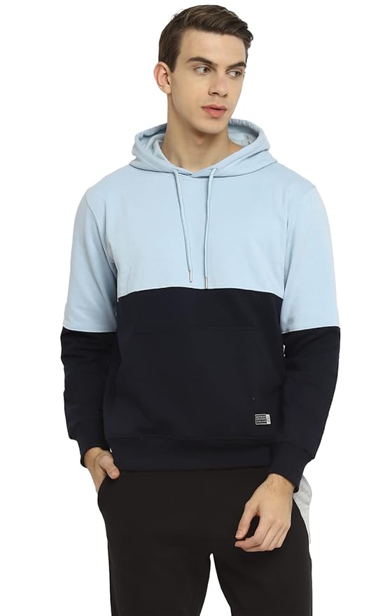 Alan Jones Clothing Men's Colorblocked Cotton Hoodies Sweatshirt