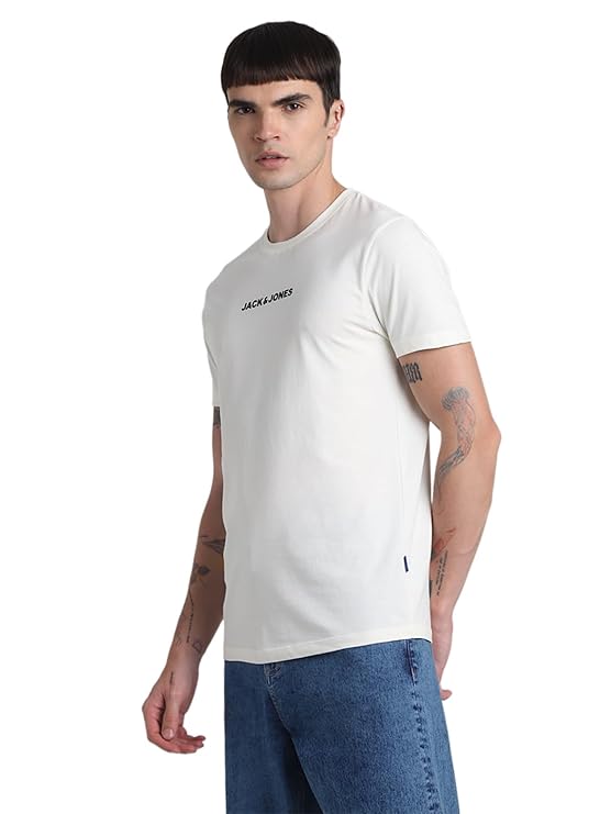 JACK & JONES Men's Cotton Solid Slim Fit T-Shirt