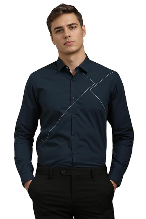 Louis Philippe Men's Solid Super Slim Fit Smart Formal Shirt