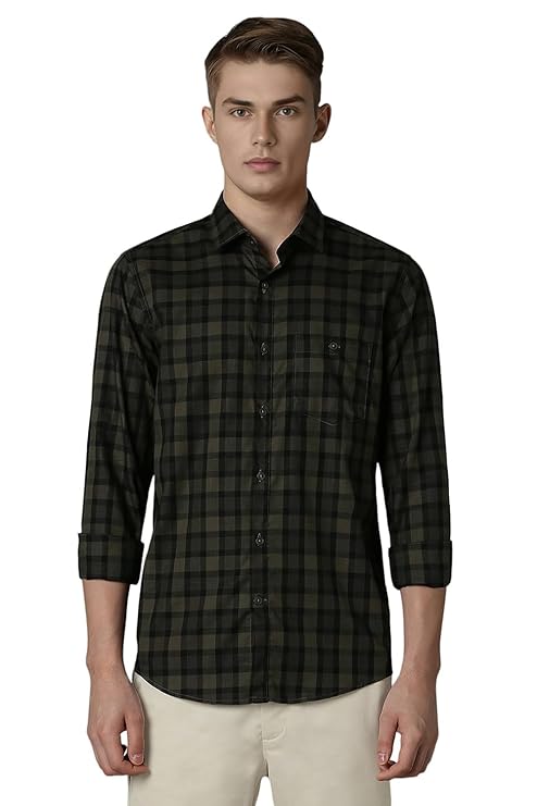 Louis Philippe Men's Checkered Slim Fit Shirt