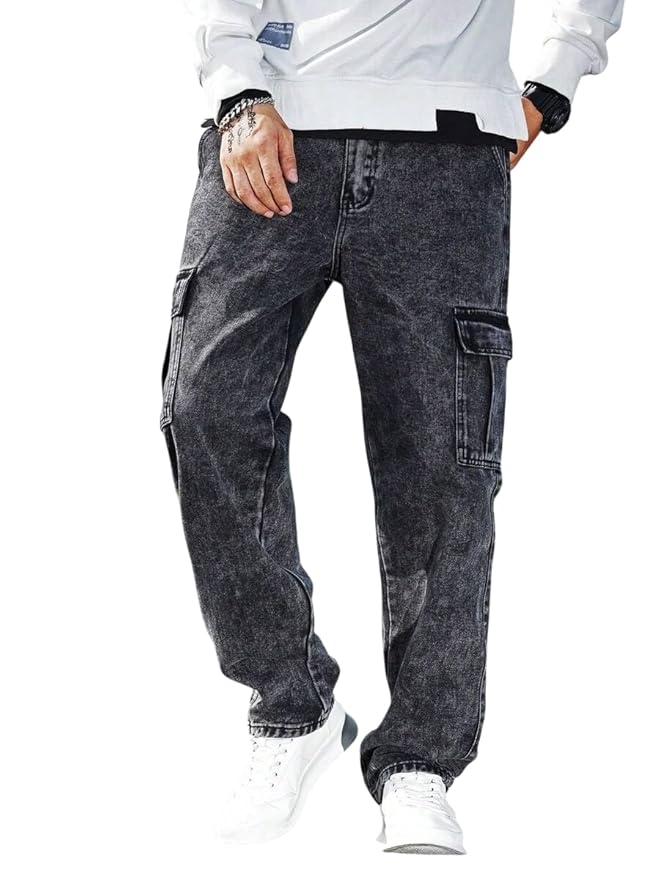 TAGAS Men Loose Fit Men's Flip Pocket Jeans || Mens Stylish Cotton Loose Fit Denim Cargo || Multi-Pocket Styling Pant