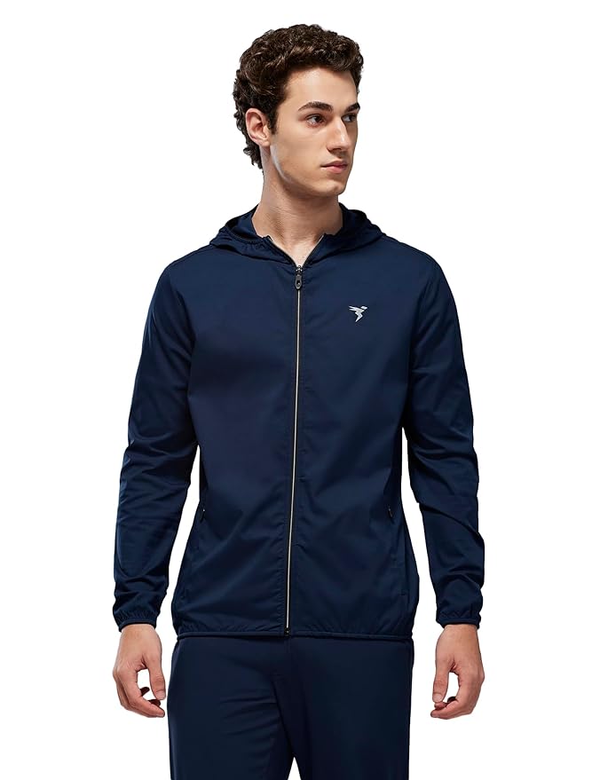 TECHNOSPORT Men's Polyester Regular Slim Fit Solid Hooded Jacket