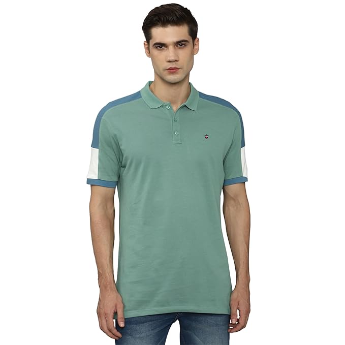 Louis Philippe Men's Cotton Slim Fit Polo T-Shirt with Fastness