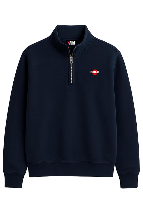 BOLD FITNESS Men’s Half-Zip Fleece Sweatshirt | Stylish, Breathable, Full Sleeve Winter Wear