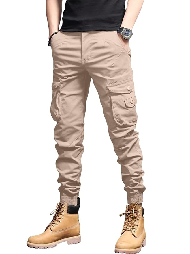 Leriya Fashion Men's Cargo Pants with Pockets | Cotton Joggers for Man | 6 Pocket Jeans Pant | Casual Trousers for Men | Track Pants for Office and Parties | Comfortable Casual Workwear