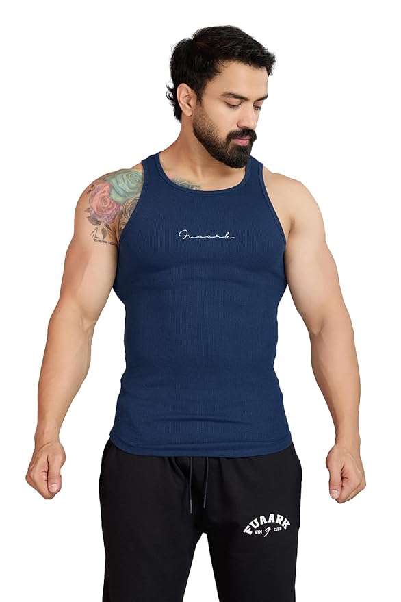 FUAARK Ribbed Slim Fit Gym & Workout Tank for Men's