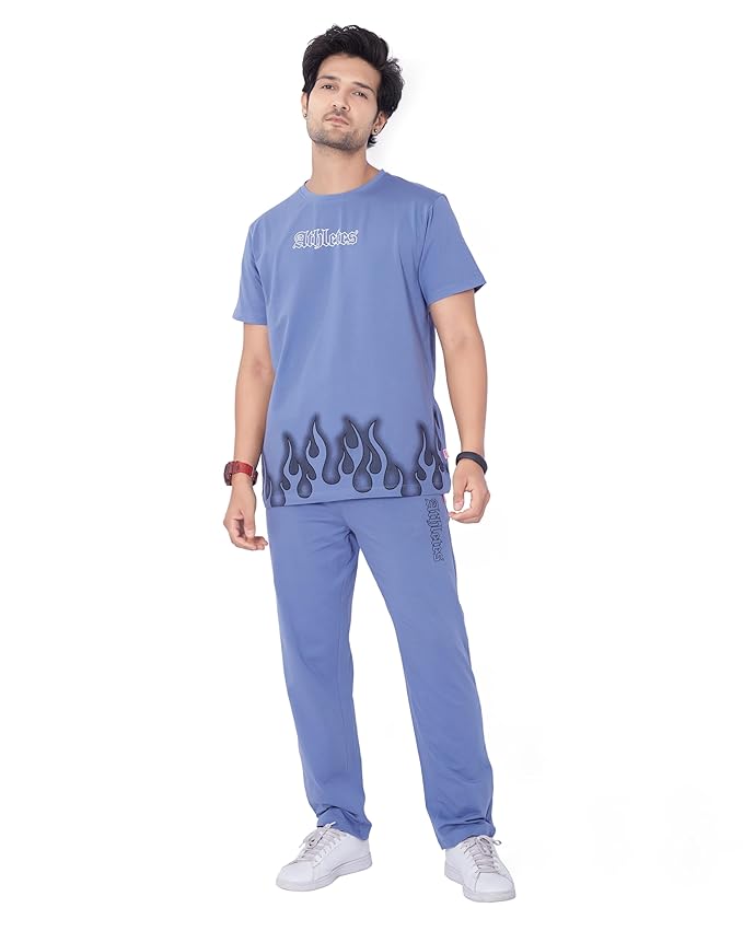WEET Cotton T-Shirt and Pyjama Set for Men,Night Wear for Men,Men's Pyjama Set