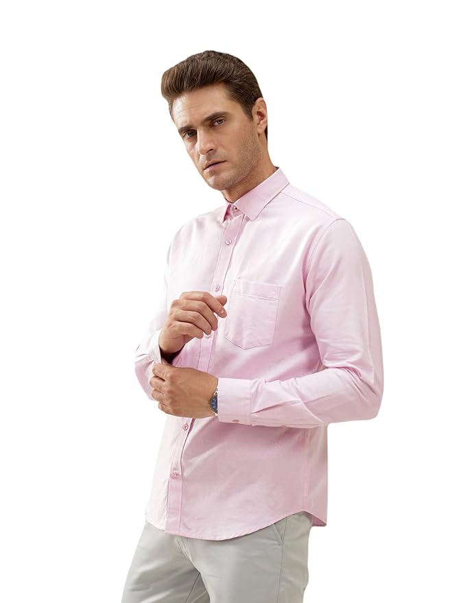 TURMS Water Repellent Men's Oxford Shirt | Anti Stain Anti Odor 100% Pure Premium Cotton | Solid Full Sleeves