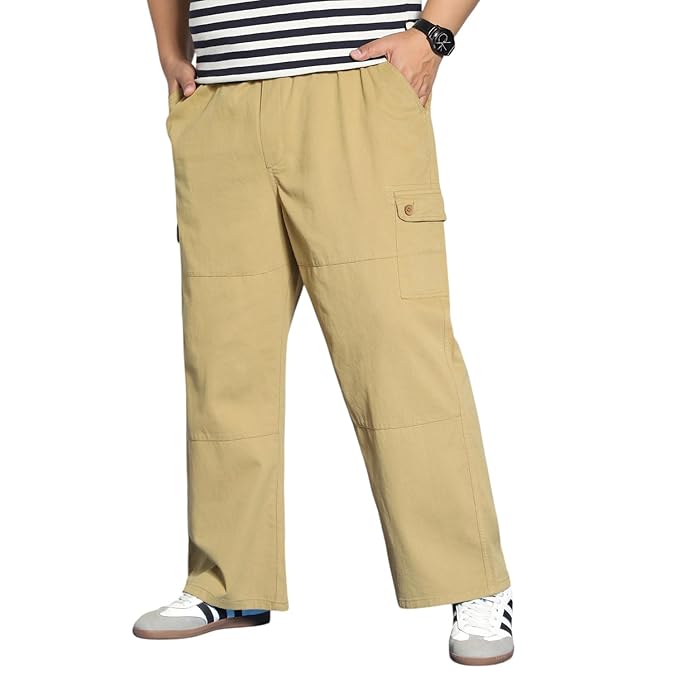 Urbano Plus Men's Loose Baggy Fit Cargo Jogger Chino Pant with 6 Pockets Stretchable