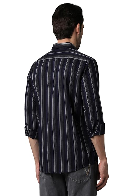 Louis Philippe Men's Cotton Striped Slim Fit Shirt
