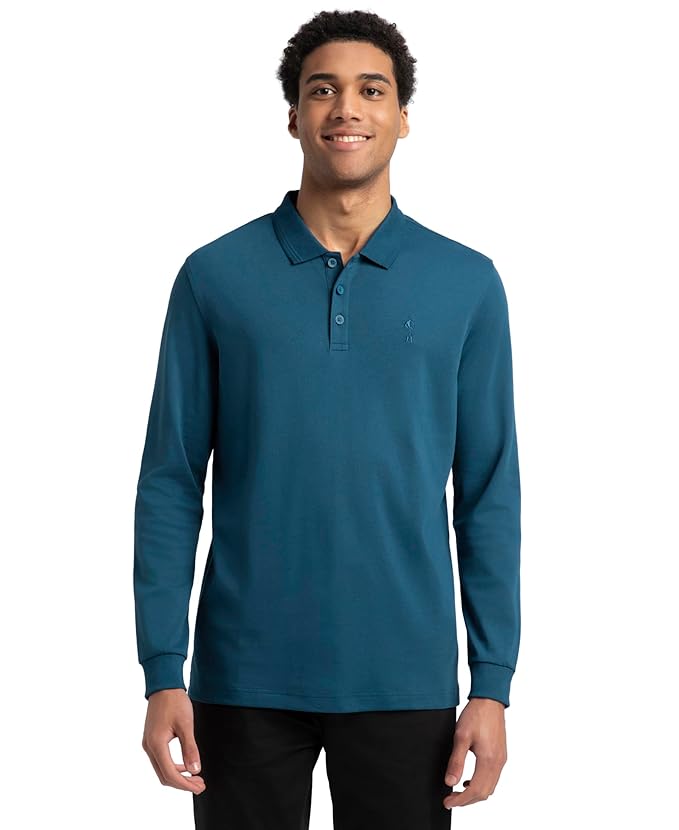 Jockey 3914 Men's Super Combed Cotton Rich Solid Regular Fit Full Sleeve Polo T-Shirt with Ribbed Cuffs