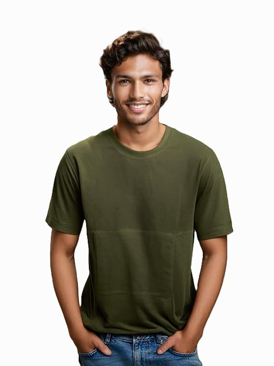 Men’s Solid 100% Cotton Regular Fit T-Shirt | Round Neck | Half Sleeve | Soft & Breathable T-Shirt