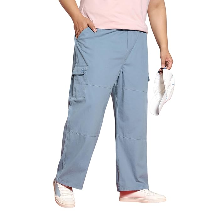Urbano Plus Men's Loose Baggy Fit Cargo Jogger Chino Pant with 6 Pockets Stretchable