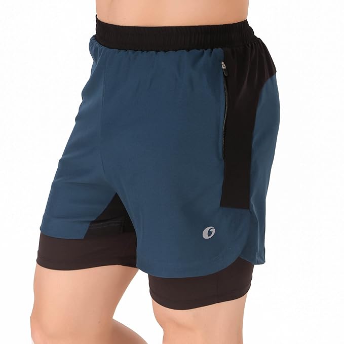 Oysters Men's 2 In 1 Running Quick Dry Shorts Gym Athletic Workout Shorts For Men With Phone Pockets