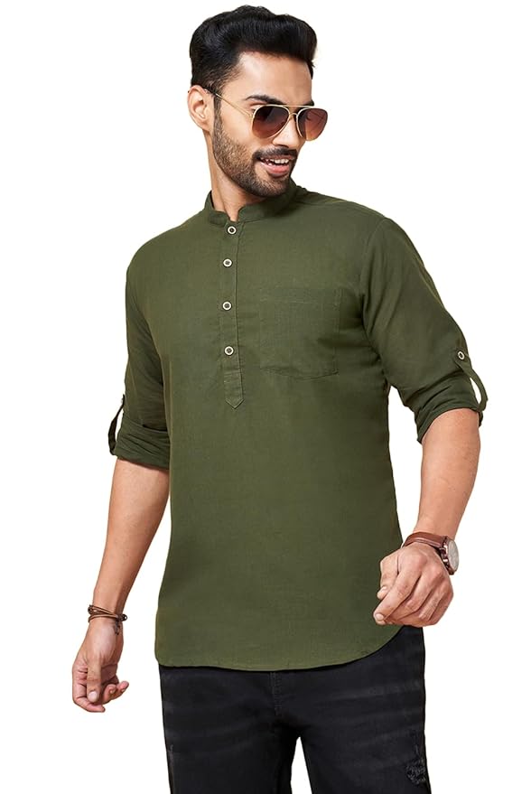 Indus Route by Pantaloons Men's Cotton Solid Regular Kurta
